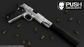 Silver Colt 1911 Suppressed