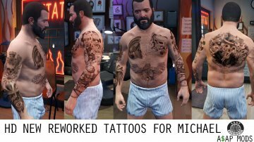 HD New Tattoos - Trevor Franklin & Michael - GTA5